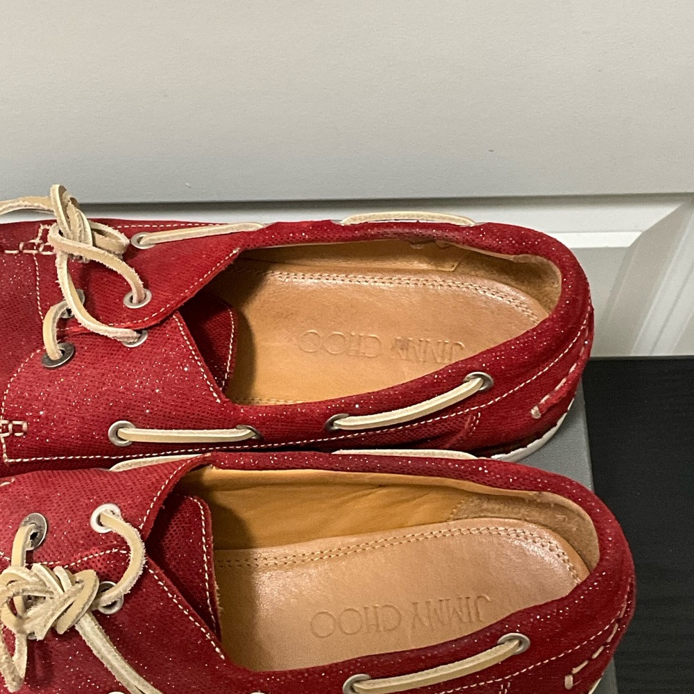 Jimmy Choo Red Suede Sneakers - Picture 10 of 14